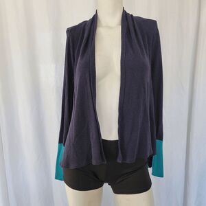 Splendid navy and teal open front cardigan size 14